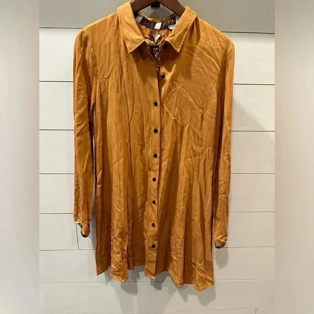 Hem & Thread Mustard Yellow Long Sleeve Shirt- Large